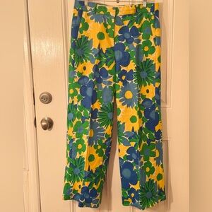 J. Crew Women’s Floral Linen Pants - Blue, Green, Yellow